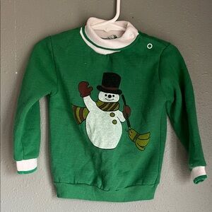 Vintage Toddler Green Snowman Sweater